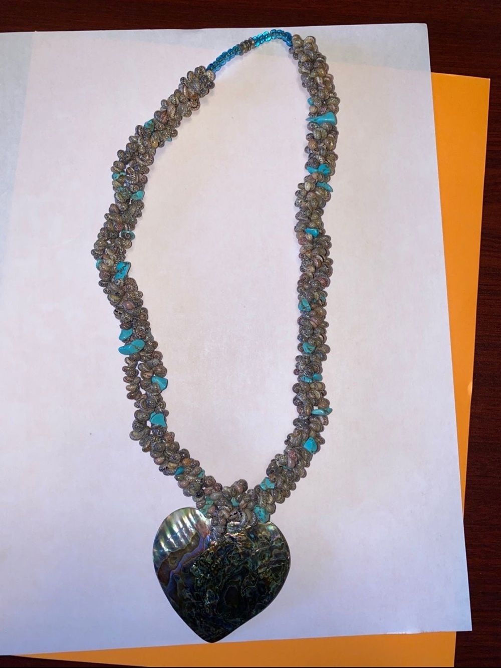 Turquoise and Abalone Heart Pendant Necklace - Women Jewelry